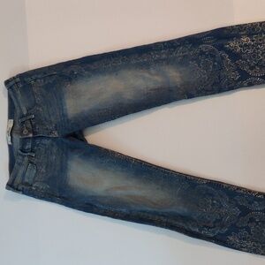 Hollister Size 1r Gold Foil Damask Print skinny jeans
